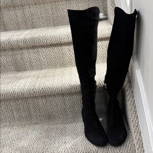 STUART WEITZMAN Allgood Stretch Suede Over-the-Knee Boot US 5.5M Black $765